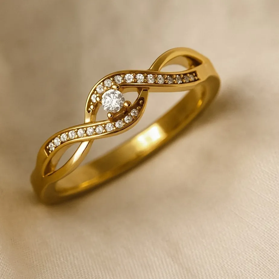 Authentic Infinity Wedding Ring In 14k Yellow Gold Plated 2Ct Round Cut Simulated Diamond