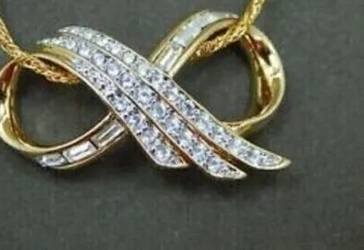 Authentic Round Cut Simulated Diamond Infinity Women's Pendant In 14K Yellow Gold Plated