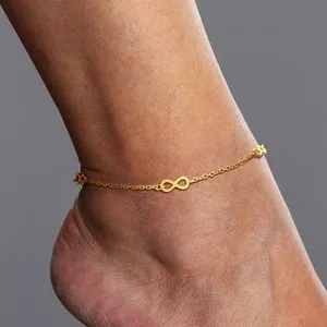 Authentic 18K Gold Plated Infinity Anklet Women Waterproof Elegant Jewelry