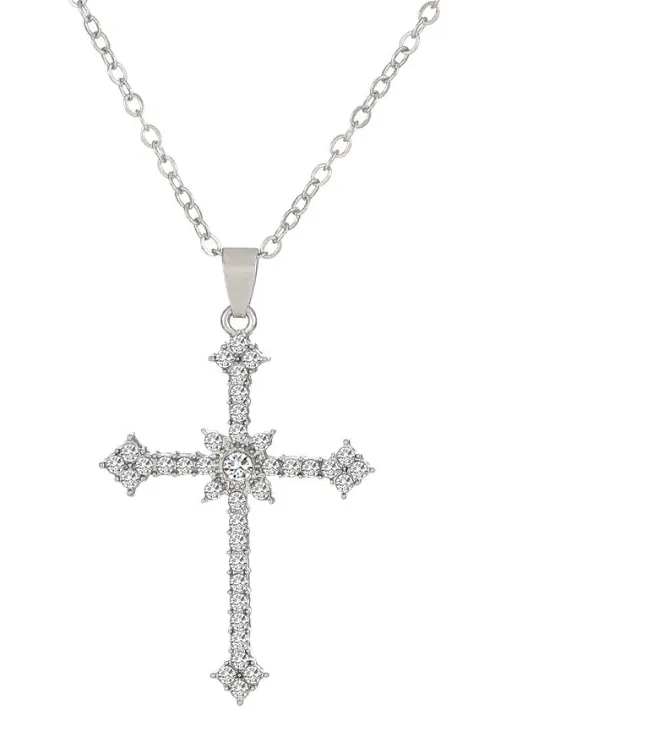 Authentic Love's Endless Bond: White Gold Plated Infinity Cross Pendant