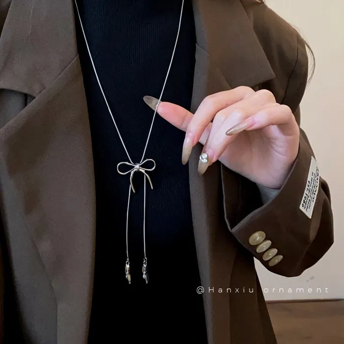 Authentic Bow Ballet Shoe Necklace Personality Cold Sweater Chain High Sense Collar Jewelry