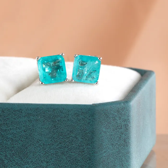 Authentic Luminous Paraiba Radiance: Celestial Stud Earrings