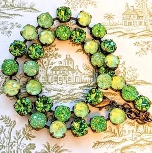 Authentic Golden Radiance of Abundance: Apple Green Peridot Swarovski Crystal Necklace