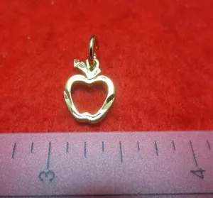 Authentic 14KT GOLD PLATED BIG APPLE OUTLINE CHARM PENDANT - 2367