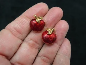 Authentic Vintage Gold Plated 1994 "Apple Harvest" Pierced Earrings