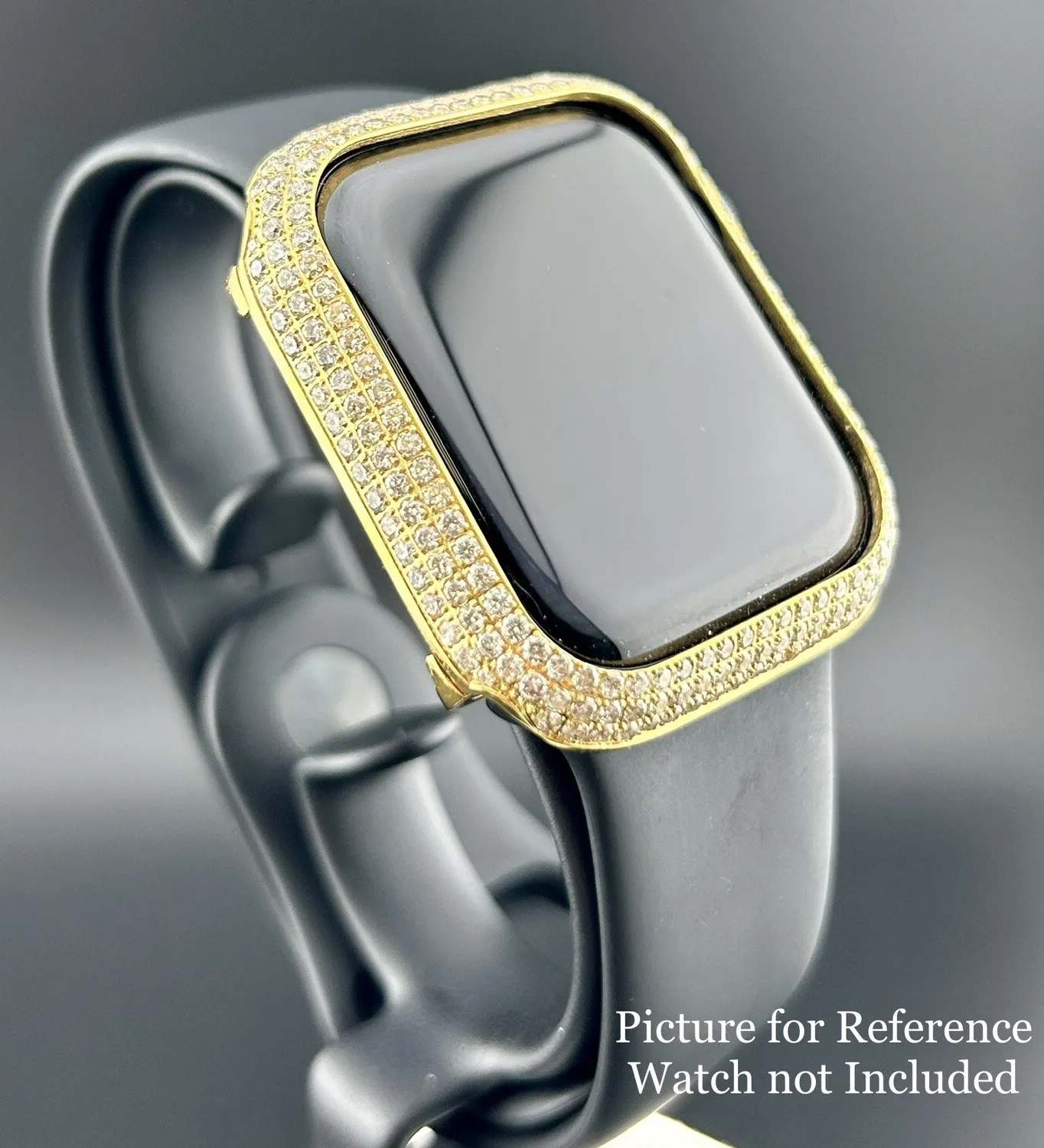 Authentic Custom Yellow Gold Plated 4.5ct Genuine Diamonds Bezel/Case For Apple Watch 44mm