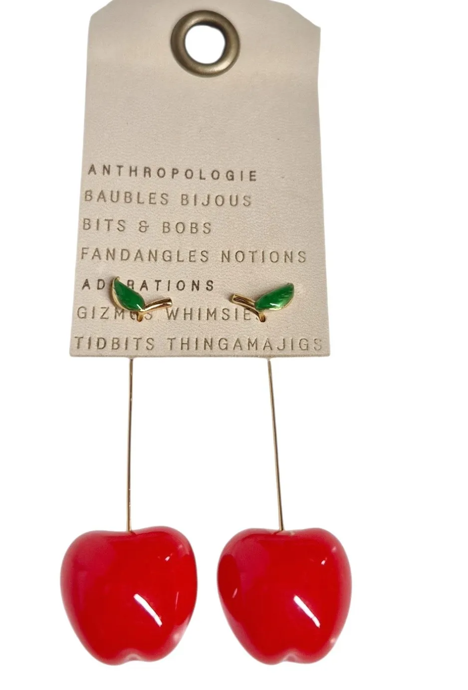 Authentic Anthropologie Fall Icon Drop Earrings Apple Red Multicolor Gold Plated Brass New