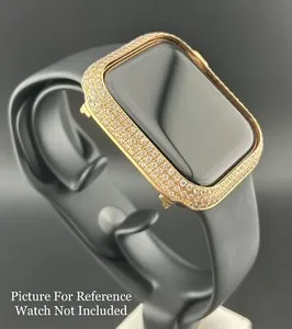 Authentic Custom Rose Gold Plated 4.5ct Genuine Diamonds Bezel/Case For Apple Watch 44mm