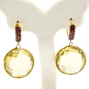 Authentic Radiant Solaris: Lemon Quartz and Red Sapphire Celestial Talisman Earrings