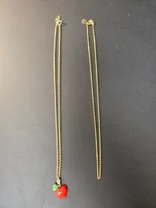 Authentic Park Lane Yellow Gold Plated Chain w/ Painted Apple Pendant + Spare Chain 16"