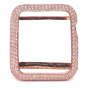 Authentic Men's Series 1 Bling Apple Watch Bezel Rose Gold Plated Lab Diamonds 42mm Custom