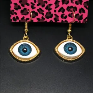Authentic Celestial Blue-Eye Amulet: White Resin Earring of Fortune and Protection