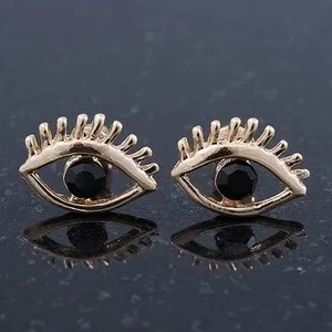 Authentic Whispers Of The Watchful Eye Gold Crystal Stud Earrings Of Protection