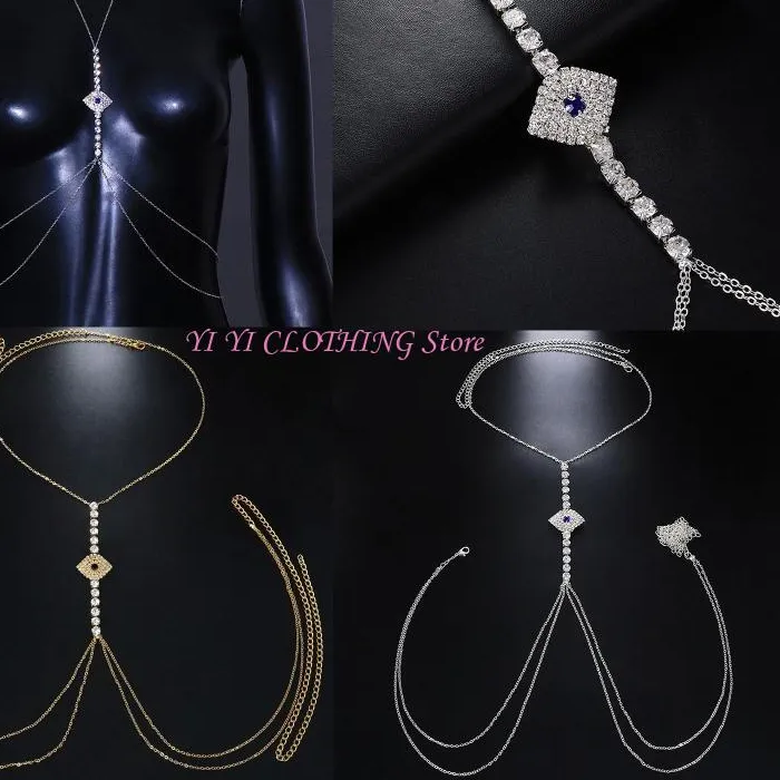 Authentic Celestial Eye Chain: Enchanted Rhinestone Body Bracket