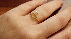 Authentic Round Cut Simulated Diamond Minimalist Apple Statement Ring Yellow Gold Plated