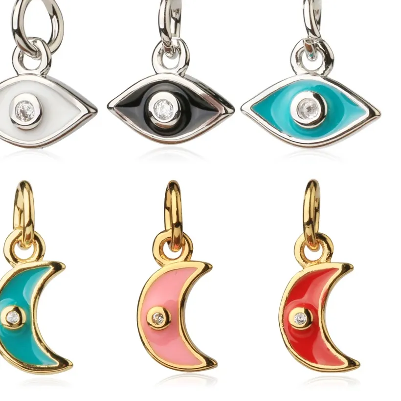 Authentic Celestial Gaze Gold-Plated Evil Eye Moon Charm