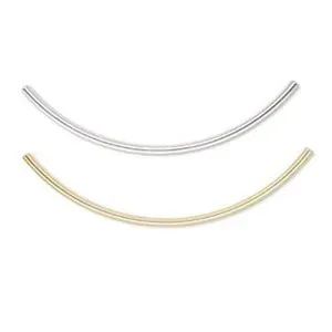 Authentic The Golden Conduits of Flow: Curved Tube Noodle Beads