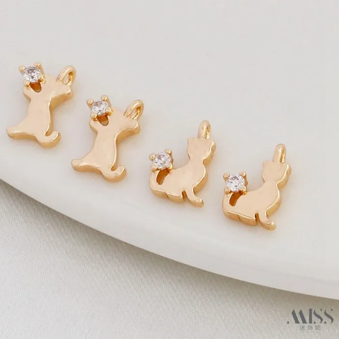 Authentic Celestial Feline Guardians: 14K Gold-Plated Zircon Talismans