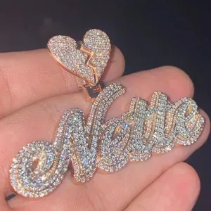 Authentic Celestial Broken Heart Pendant – 3Ct Moissanite in 14K Two‑Tone Gold
