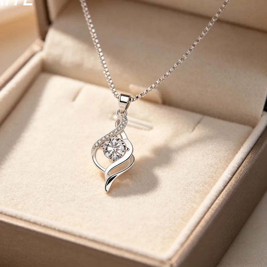 Authentic Twisted Infinity of Eternal Love: A Sterling Silver Zircon Pendant
