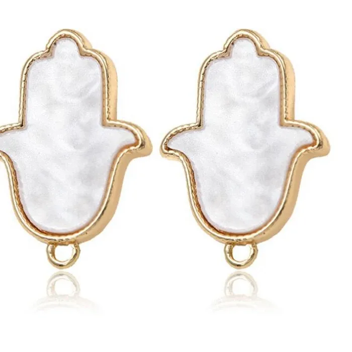 Authentic Trendy 14K Gold Plated Shell Hamsa Charm Pendant For Handmade DIY Earrings Necklace Jewelry Making Accessories