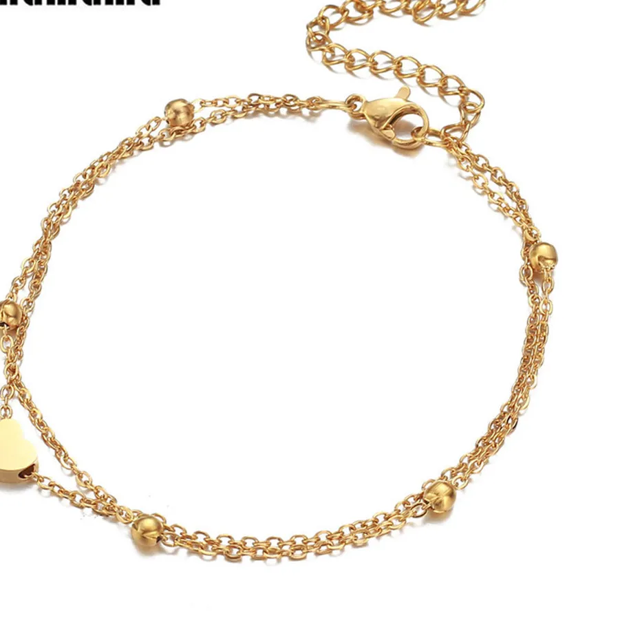 Authentic The Golden Heart Tide Double Layered Anklet of Endless Wander
