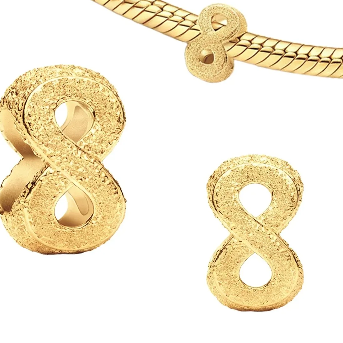 Authentic Gold-Plated Infinity  Charm Bead Fit Bracelets Bag Keychain Charms Elegant Eternal Love & Lucky Jewelry Gift