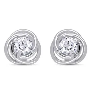 Authentic Radiant Infinity: 2.30 ct Simulated Diamond Love Knot Studs in 14k White Gold Plate