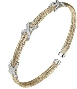 Authentic The Gilded Dual Current Mesh Cuff with Radiant Cubic Zirconia