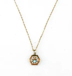 Authentic The Weaver of Fates: Gold-Plated Spider Pendant with Azure Stone