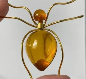 Authentic The Gilded Arachnid: Art Deco Russian Amber Spider Talisman