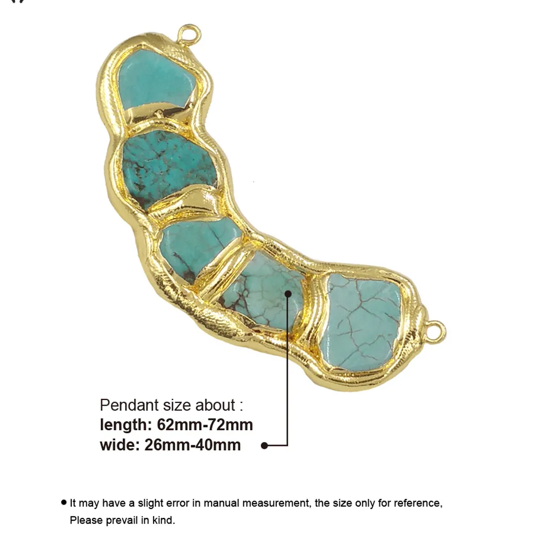 Authentic WT-P1955 Hot Selling Natural Green Turquoise Fine Pendant Connector For DIY Jewelry Finding Necklace Accessories
