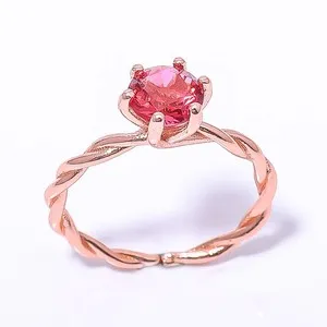Authentic The Rose Of Love And Protection Pink Tourmaline Gold- Plated Ring