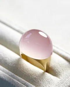 Authentic The Rose Sovereign: Rose Quartz and Gold-Plated Sterling Silver Ring