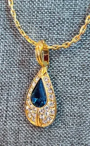 Authentic Celestial Azure Teardrop Amulet – Gold‑Plated Pendant with Swarovski Spark