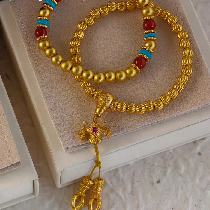Authentic Celestial Turquoise & Red Agate: 24K Gold‑Plated Guardian Bracelet