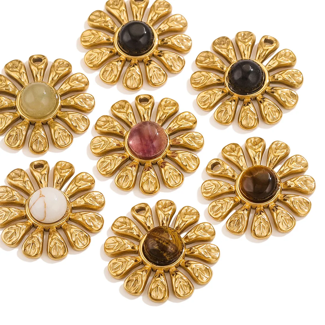 Authentic Radiant Sol Invictus Pendants with Natural Turquoise and 18K Gold Plating