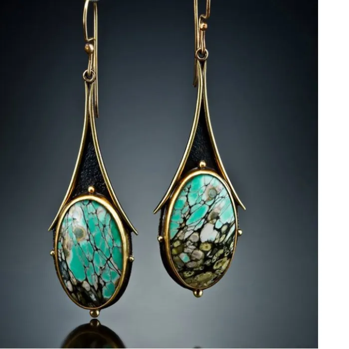Authentic Celestial Bloom Teardrops: A Symphony of Marble and Gold