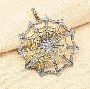 Authentic The Arachne Web of Light Moissanite Pendant in Two-Tone Gold