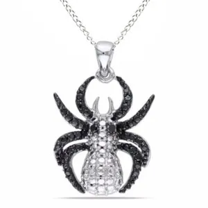 Authentic The Obsidian Weaver: Diamond Accent Spider Pendant in Radiant White Gold