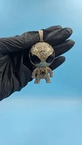 Authentic The Weaver of Fates: 3.20Ct Moissanite Spider Cluster Pendant in Radiant 14K Gold Finish