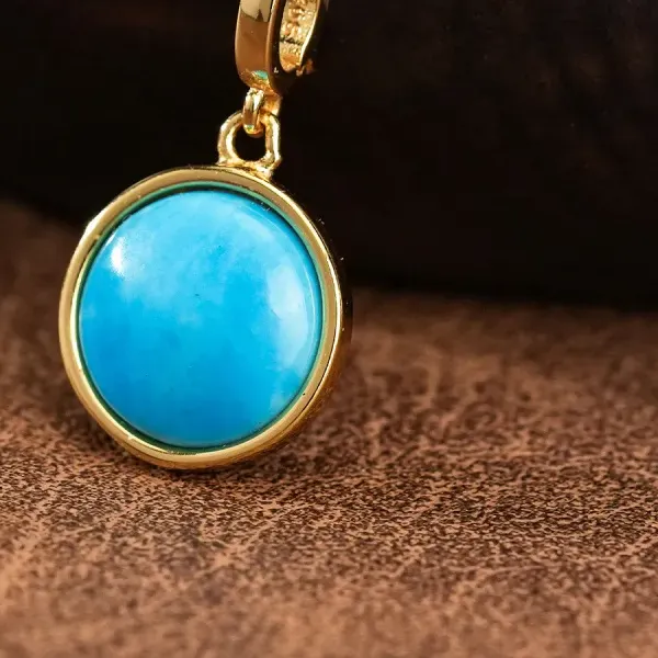 Authentic Green Pine S925 Silver Plated 18k Gold Turquoise Pendant Universal Clasp Round Necklace Women