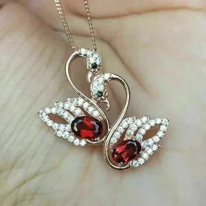 Authentic The Eternal Devotion Swan Pendant: A Crimson Symphony of Love