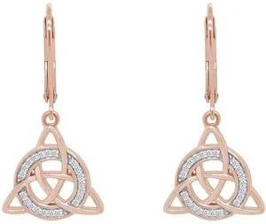 Authentic Radiant Trinity Knot Diamond Talisman Earrings in 14K Gold-Plated Sterling Silver