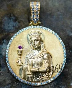 Authentic St. Barbara's Radiant Shield: 14k Gold‑Plated Silver Pendant