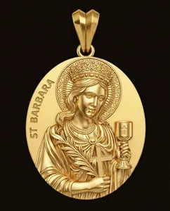 Authentic Radiant Shield of Saint Barbara Gold-Plated Talisman