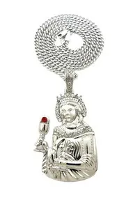 Authentic The Iced Santa Barbara Radiant Sun Talisman with White Gold Plated Cuban Chain