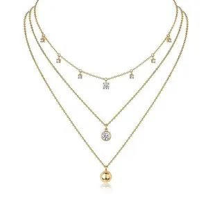 Authentic Celestial Triad Radiance Gold-Plated Moissanite Necklace