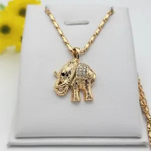 Authentic 18K Gold Plated Elephant with CZ Pendant n Chain. Luck - Fortune - Protection