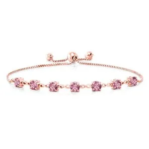 Authentic Rose Petal Blessings: 2.52 Ct Pink Diamond Rose Gold Plated Silver Bracelet